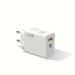 Dual Port 120w Pd Qc3.0 Qc5.0 Usb Type C Fast Travel Phone Wall Charger With Eu Us Uk <b>Plug</b> for Phone - Product Image 1