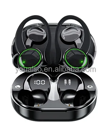 Fones de ouvido sem fio V5.3 com controle de toque, fones de ouvido estéreo com tela LED dupla, à prova d'água e microfone embutido