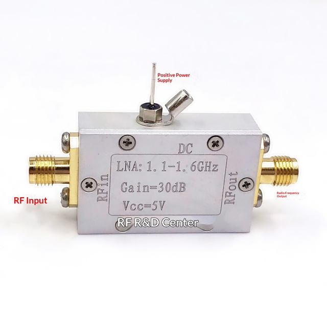Beidou BD GPS Wideband Low Noise Amplifier 1575 1561 1.6 1.2 LNA 1.1-1.6GHz 30dB 5V