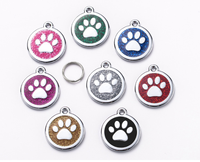 Pendentif d'identification pour animaux de compagnie en alliage de zinc émaillé rond, gravé au laser, anti-perte, pour collier de chien ou de chat