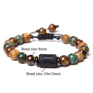 Nuovo Design Braccialetti dell'Amicizia in Pietra Naturale Intrecciata con 12 Segni Zodiacali e Perline in Agata per Donne e Uomini - Product Image 2