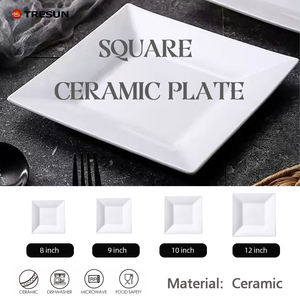 Plato Cuadrado de Cerámica Moderno Personalizado, Diseño Blanco Puro para Vajilla de Hogar u Hotel, Plato Creativo para Carne y Comida Occidental, Plato para Arroz - Product Image 4