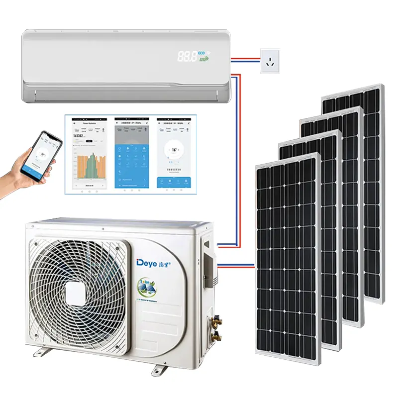 Hybrid Klima tisierung Solaire Deye DC Solar Klimaanlage 12000btu 18000btu 24000btu