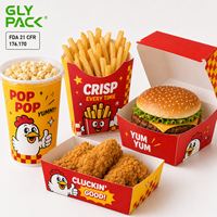 Ensemble d'emballages alimentaires personnalisés de qualité alimentaire pour les ailes de poulet, les hamburgers, les frites, le pop-corn, les gobelets à boisson et les boîtes à emporter portables