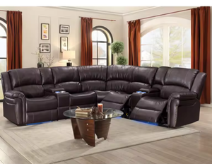 Nuovo stile moderno soggiorno in pelle Set vendita squisito rosso divano reclinabile per Lobby - Product Image 6