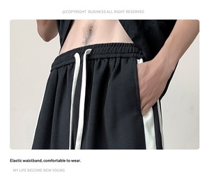 Pantalones Cortos de Verano Personalizados para Hombre, de Seda Helada, Lisos, Modernos, Holgados, Estilo Bermuda, Streetwear, Largos, con Lavado Ácido, Baggy, Activewear, Jogger, Sweat, Homme - Product Image 5