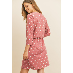 Robe en tissu French Terry à pois avec ceinture à nouer et poches - Product Image 6