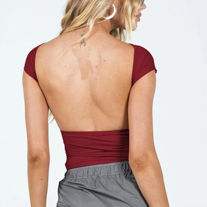 เสื้อยืดแฟชั่นผู้หญิงทรงเข้ารูป โชว์หลัง ผ้าไนลอน เซ็กซี่ ครอปท็อป สไตล์ Y2K เสื้อครอปและเสื้อยืดสำหรับสาวๆ ฤดูร้อนสุดเซ็กซี่ - Product Image 4