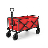 Chariot pliant industriel à quatre roues en acier zingué, verrouillable, pour jardin et outils de shopping extérieur – Meilleures ventes