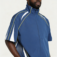 Veste coupe-vent à manches courtes pour homme, inspirée du sport automobile, style Y2K, vêtement technique, haut de survêtement, panneau contrastant, imperméable, veste de course