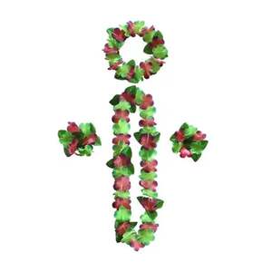 I-0079 Juego de 4 Piezas de Flores Hawaianas, Collar, Diadema, Guirnalda, Decoraciones de Boda, Playa, Tropical, Hawaiano, Luau, Leis, Artículos para Fiestas - Product Image 2