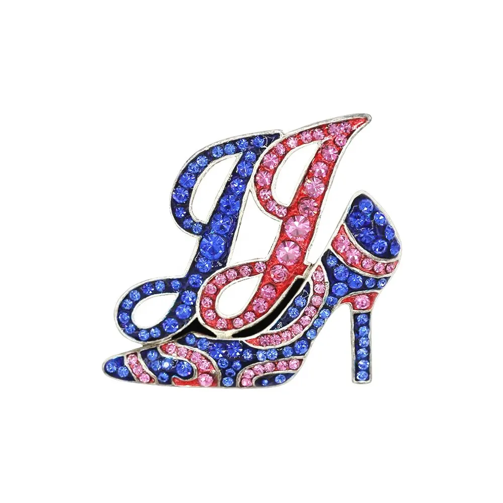 Crystal rhinestones high heel shoe brooch pin High quality custom Jack and jill initials crystal pins