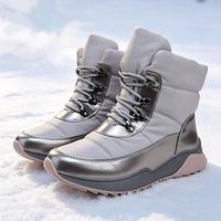 Bottes d'hiver chaudes pour femmes, bottes mi-mollet imperméables à lacets, antidérapantes, à semelle épaisse, pour l'extérieur par temps froid, vente en gros