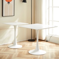 Table à manger carrée blanche décontractée moderne pour la maison petit appartement Tables basses de magasin de thé au lait ensemble de meubles de chaise