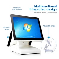 Sistema POS Compacto y Confiable con Pantalla Táctil Dual de 15 Pulgadas, Windows, CPU Intel I5, 8GB de RAM, 128GB SSD, Wi-Fi, Carcasa de Plástico ABS, Caja Registradora
