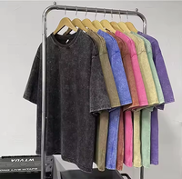 T-shirt vintage noir avec logo personnalisé, t-shirt délavé à l'acide, t-shirt pour homme, lourd, vierge, 100% coton, surdimensionné pour homme