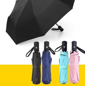 Parapluie pliant automatique promotionnel personnalisé avec logo, grand format, en vinyle UV noir avec sangle de suspension, idéal pour cadeau d'entreprise - Product Image 2