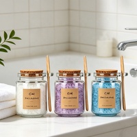 Glass Jar Bath Salt Storage Container with Spoon for Kitchen Use-Coffee Tea Salt Organizer