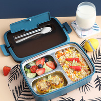 Boîte à lunch isotherme en acier inoxydable 304, écologique, anti-fuite, avec compartiments, portable pour étudiants et employés de bureau, avec couverts