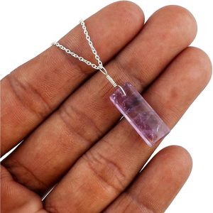 YASHEE Collar con colgante de ametrino natural, barra plana, piedra pulida, cristal de chakra curativo energético, regalo para mujeres y hombres - Product Image 2