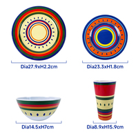 Assiettes en mélamine MUW, motif rayé coloré bohème, lavables au lave-vaisselle, pour hôtels, fêtes, banquets, vente en gros, fabrication OEM, logo personnalisé