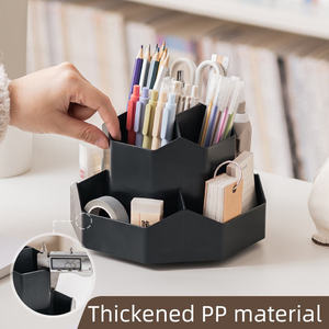 Vente en gros d'usine 360 °   Porte-stylo rotatif en plastique noir, porte-stylo pour l'organisation du bureau de maquillage - Product Image 5