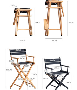 Tabouret pliant portable en bois de hêtre massif, imprimé avec logo, chaise de directeur contemporaine pour loisirs, maquillage et jardin, idéal pour l'extérieur et les parcs - Product Image 5