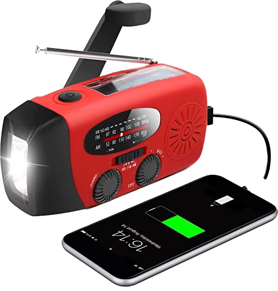 Upgrade 2000mAh Portable Solar Powered Emergency Radio Hand Crank AM/FM NOAA Flashlight Internet Radio Function Durable Plastic