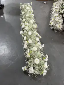 GJ-FRN029 Wholesale Artificial Flower Runner Wedding Table Flower Aisle Runner Flower Table Runner For Wedding Decoration