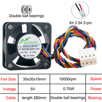 Ventilateur de refroidissement micro ACP3010-05PWM ACP3010-12PWM 3cm 30mm 30x30x10mm DC5V/12V 4 broches 8300/10000 tr/min double roulement à billes pour processeur
