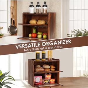 Sunhoo ekmek kutusu için mutfak tezgahı ahşap ekmek saklama kabı Bin 2 katmanlı Breadbox tutucu - Product Image 6
