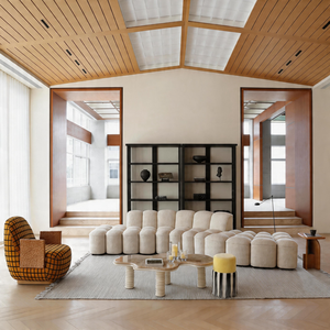 Sofá Minimalista de Bajo Precio, Personalizable, Modular, de 6, 7, 8 o 9 Plazas, Sofá Seccional Grande Moderno en Color Blanco - Product Image 5
