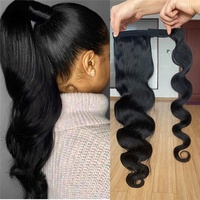 Extension de queue de cheval de cheveux humains naturels non transformés 100g perruque de queue de cheval complète pince à cheveux brésilienne Extensions de cheveux de queue de cheval