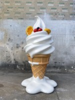 Sculpture géante de crème glacée en fibre de verre et résine pour centre commercial et boutique de desserts, décoration extérieure
