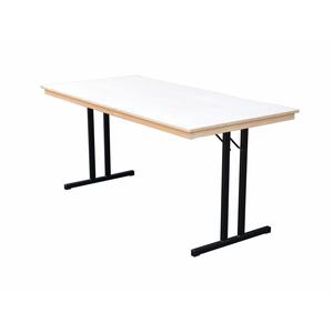 Tavolo pieghevole per banchetti, 220 x 100 x 74 cm, forma a doppia T nera - Product Image 1