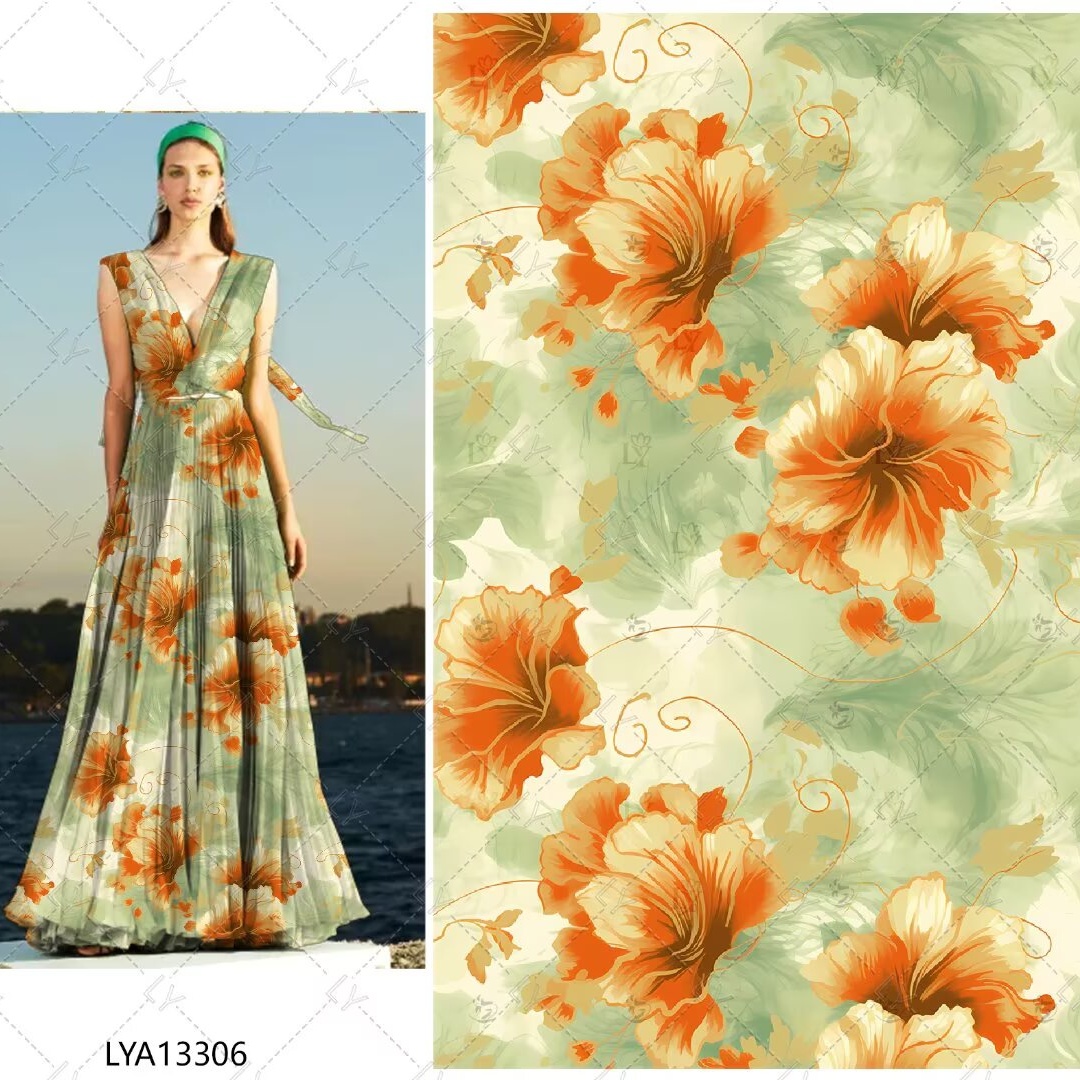 Fashion Custom Digital Printed 100% Viscose Plain Fabric for Dresses & Skirts Girls Africa Market