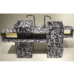 Molded sink washbasin black artificial granite marble table top terrazzo countertops