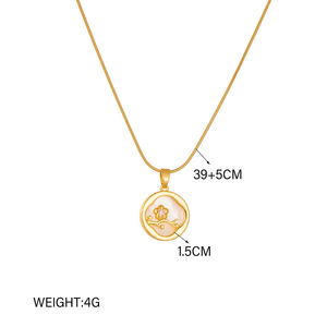 Flower Mother Of Pearl Pendant Necklace With Diamond Bezel Setting For Gift Yiwu Origin - Product Image 4