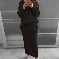 Femmes deux pièces jupe ensembles surdimensionné gros tricot pull costume Stretch tricots robe blanc survêtement vêtements d'hiver