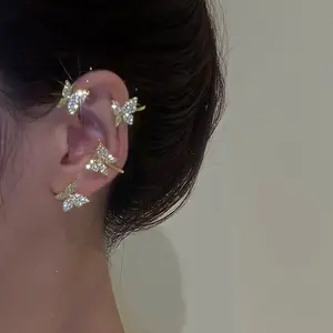 Fashion New Style 1pc Ear Clip Ear-hook Non Piercing Party Shining Zircon Butterfly Ear Cuff Earrings For Women