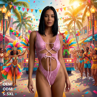 Maillot de bain personnalisé imprimé serpent, Monokini Miami Carnival, Tenue Trinidad Monday pour femme, Coupe haute multi-nœuds, Bodycon Jouvert, Costumes ODM