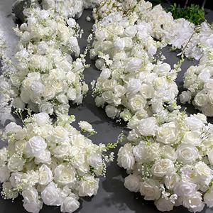 M-FB224 Centro de mesa de bolas de flores de seda al por mayor, centro de mesa de bolas de rosas blancas, centros de mesa de bolas de rosas de lujo para decoración de bodas - Product Image 1