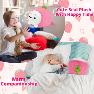 Jouet en peluche personnalisé de sceau de <span class=keywords><strong>fraise</strong></span> rose mignon étreignant l'animal couché poupées d'anniversaire en peluche pour garçons filles jouet en peluche de phoque de 8 pouces - Product Image 4
