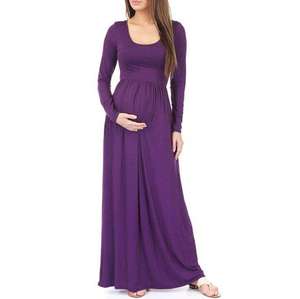 Vestido Largo de Color Sólido para Mujeres Embarazadas, Estilo Europeo y Americano, para Sesiones de Fotos, Venta al por Mayor - Product Image 2