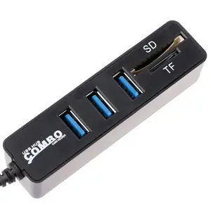 Pembaca Kartu SD/TF, 2 In 1 Tipe-c OTG USB 2.0 Hub Splitter Combo 3 Port & Pembaca Kartu SD/TF