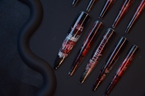 <span class=keywords><strong>Ongles</strong></span> longs à presser faits main de haute qualité, motif dessin animé français, Halloween Horreur Rouge Noir ABS, couvrance totale, avec colle pour les doigts - Product Image 5