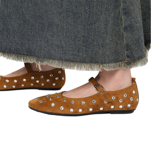 <span class=keywords><strong>Scarpe</strong></span> da Balletto Estive Personalizzate per Donna, Modello Mary Jane <span class=keywords><strong>con</strong></span> Cristalli, <span class=keywords><strong>Tacco</strong></span> Basso, Stampa Leggera e Punta Chiusa Rotonda - Product Image 5