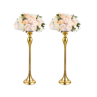 Vases de mariage décoratifs en métal doré, support à fleurs pour décoration de mariage, centre de table pour fête de mariage, porte-bougie