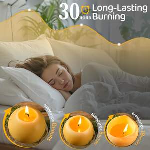 4個入り蜜蝋丸型キャンドル、3インチ手作り天然蜜蝋キャンドル、家庭用蜜蝋キャンドル、無煙蜜蝋キャンドル - Product Image 4