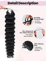 Extensions de cheveux humains à pointe plumeuse FH pour tresses au crochet, nœud miracle, pré-séparées, bouclées, sans trame